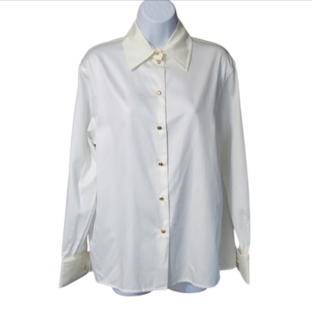 St. John Sport Nwt Cotton Satin White Blouse